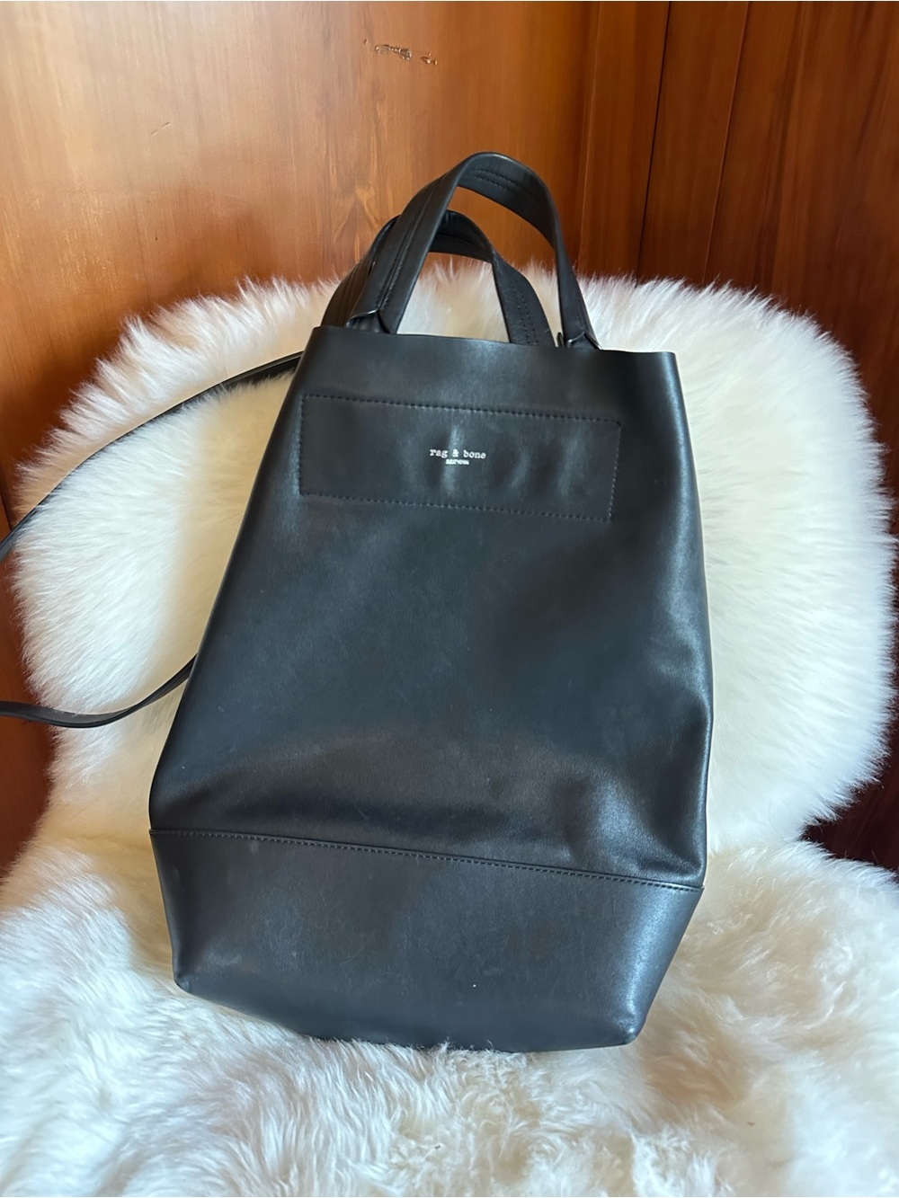 rag & bone Black Leather Tote Backpack